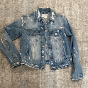 Zara Light Blue Distressed Denim Jacket